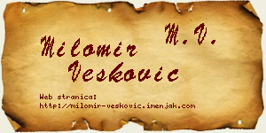 Milomir Vesković vizit kartica